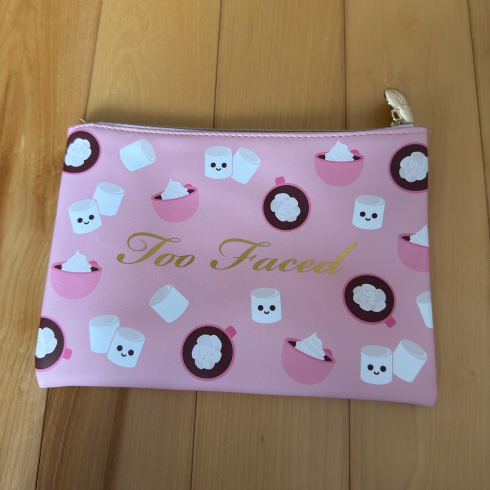 Too Faced Pink and Gold Cosmetic Bag